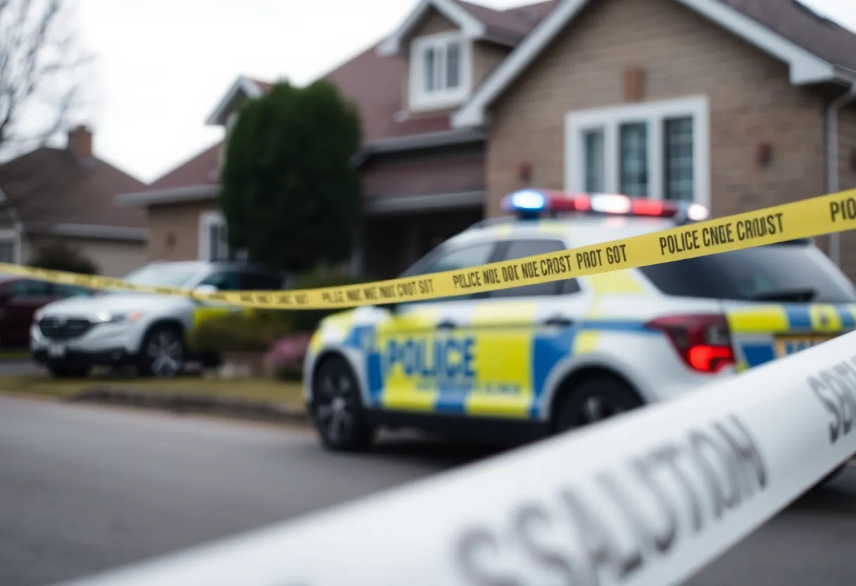 Police vehicle at a crime scene regarding former officer's arrest