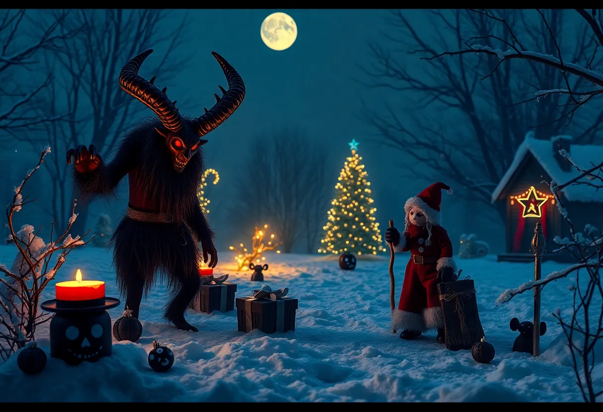 Spooky winter landscape for Krampus event
