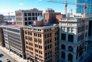 Historic buildings of Laura Street Trio in downtown Jacksonville