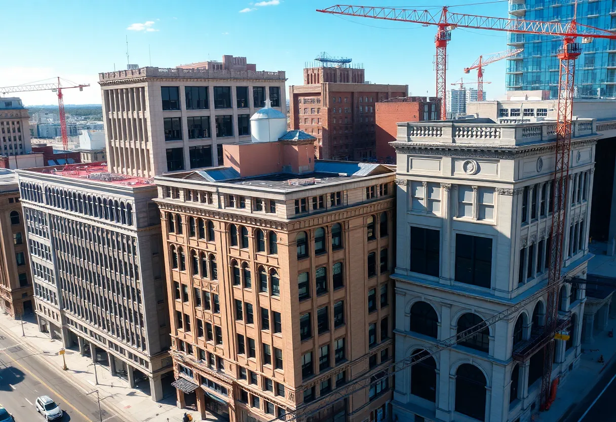 Historic buildings of Laura Street Trio in downtown Jacksonville