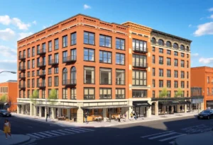 Artist's rendering of the historic Laura Street Trio redevelopment.