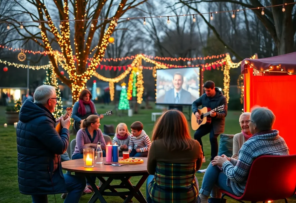 Holiday event at LaVilla in Lights park with lights, families, and music