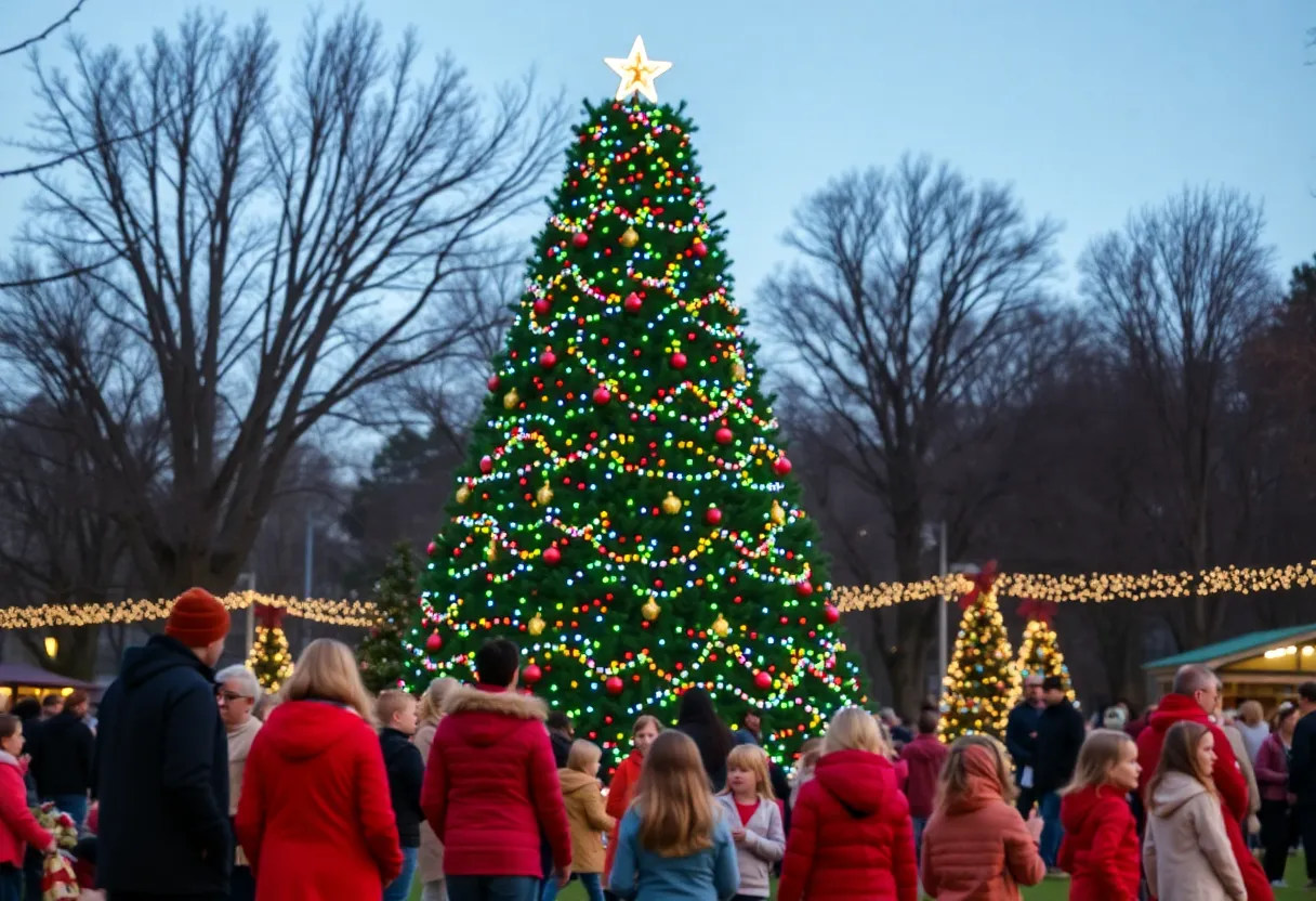 Families enjoying the tree lighting ceremony at the Mandarin Community Club.
