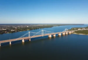 Aerial view of the Mathews Bridge in Jacksonville, Florida