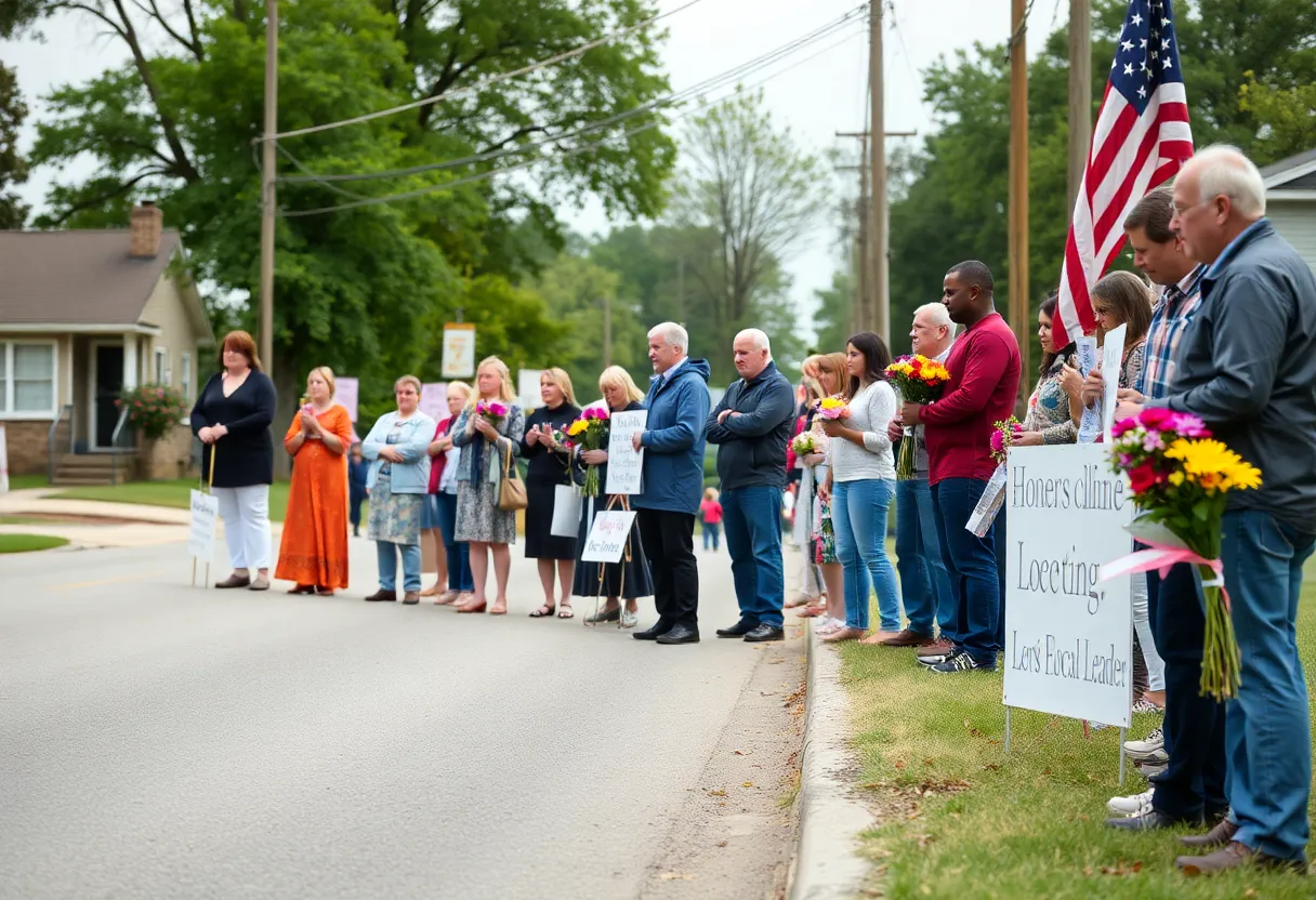 Community members gathered to honor James Bennett during the procession.