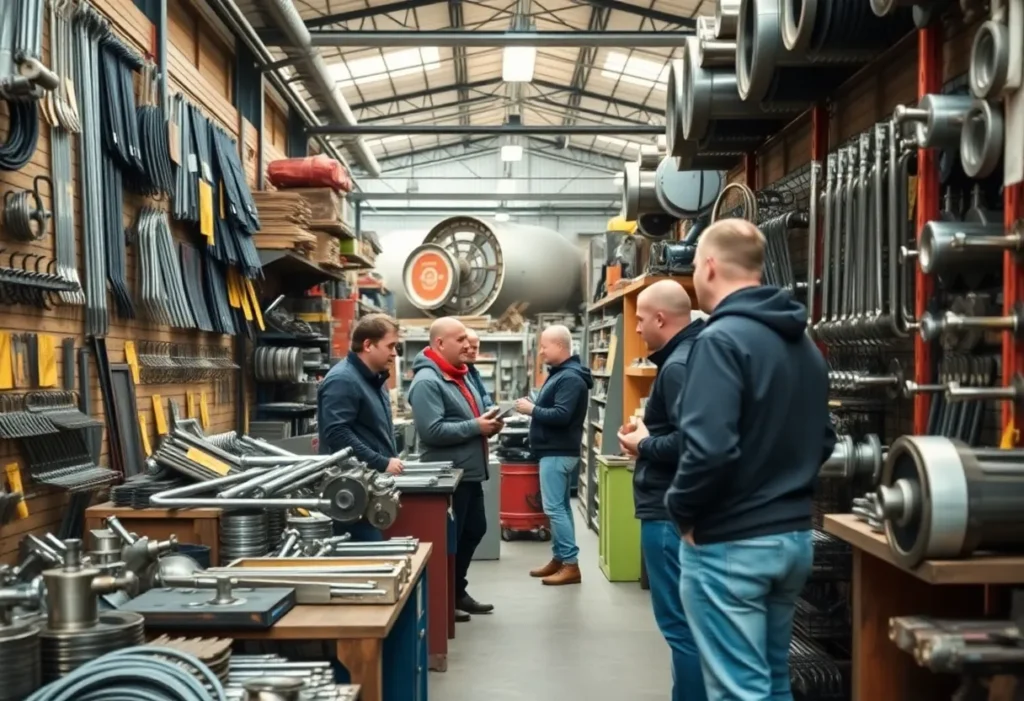 Interior of Metal Supermarkets showcasing metal supplies and customer interactions.