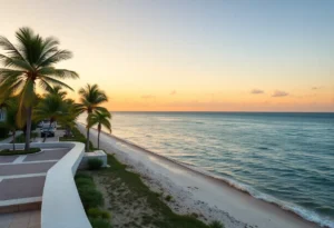 Sunset view of Miami showcasing palm trees and warm weather