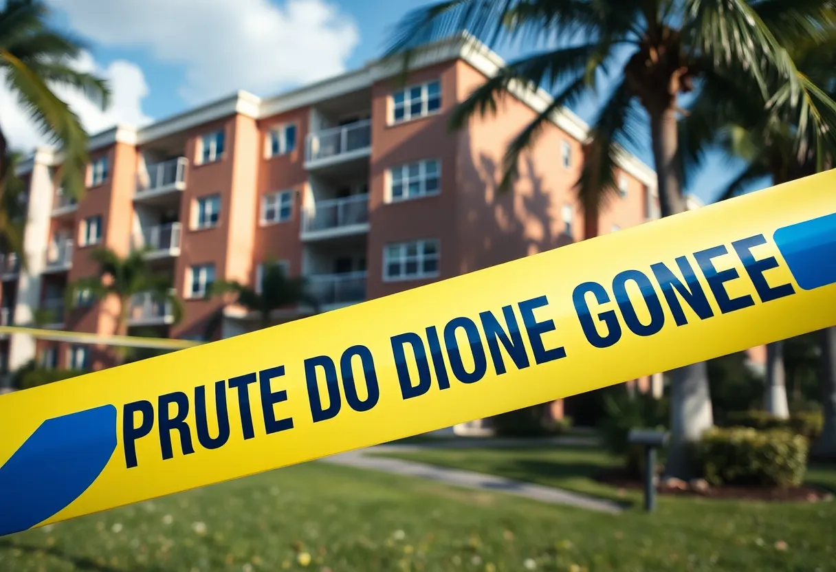 Scene of a dormitory with police presence in Miami Gardens.