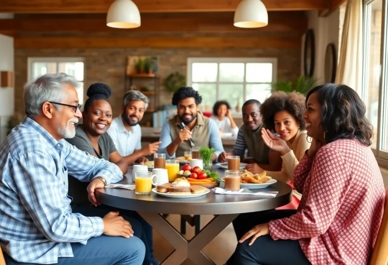 Community members gathering at the MLK Breakfast