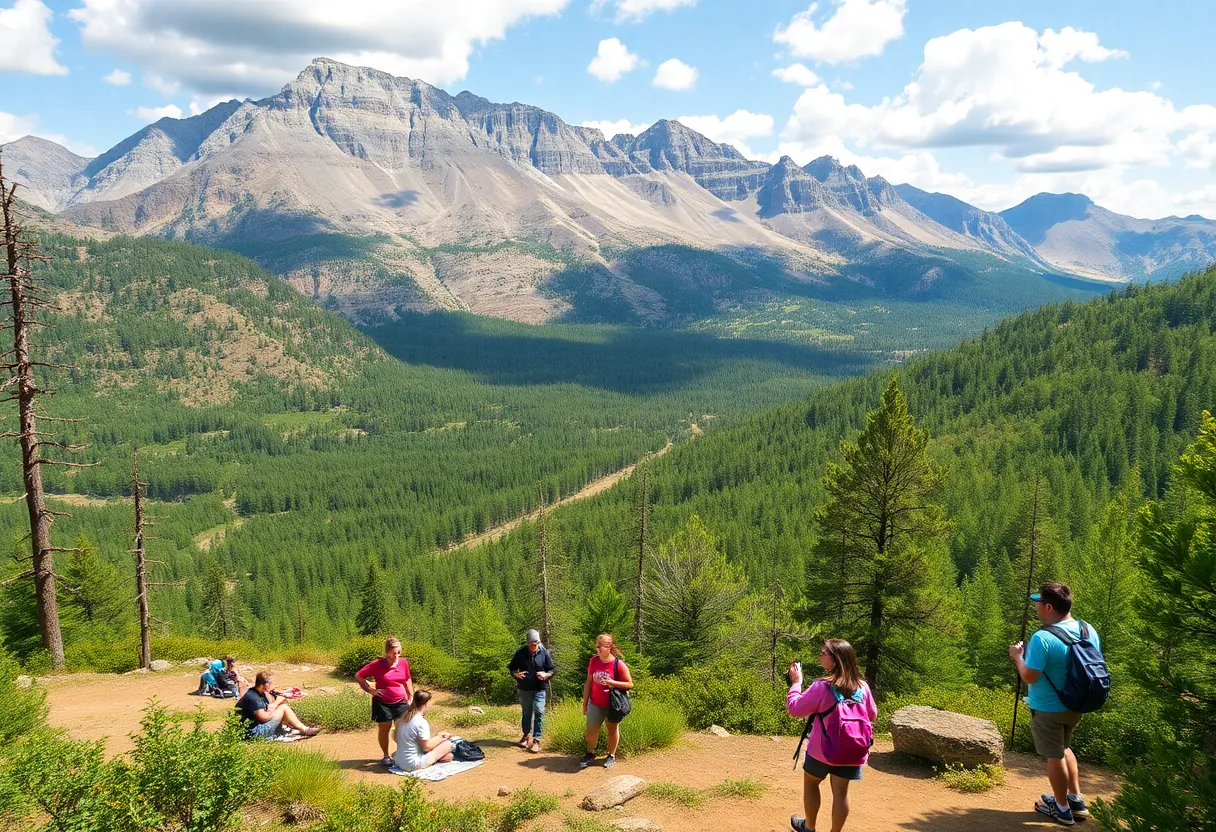 Visitors of different backgrounds enjoying nature in a national park