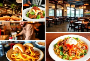 Collage of new dining establishments in Jacksonville with diverse cuisines