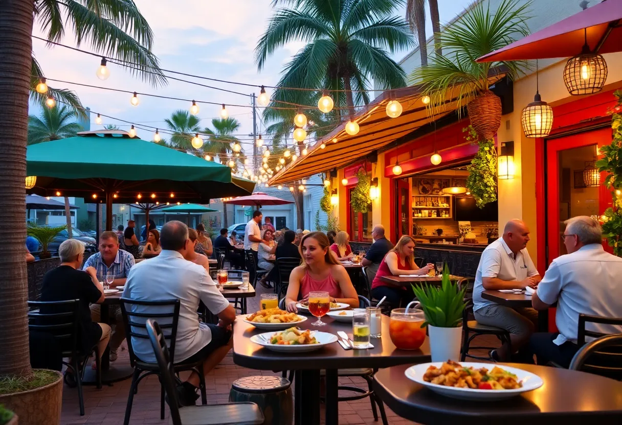 Outdoor dining scene showcasing new restaurants in Florida