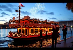 A historic riverboat celebration for New Year's Eve with a 1920s theme.