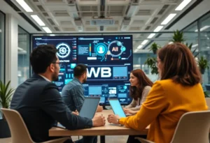 Modern office environment of Newfold Digital showcasing technological innovation.