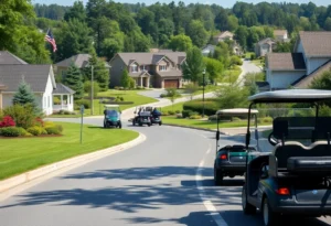 Golf carts in a suburban community