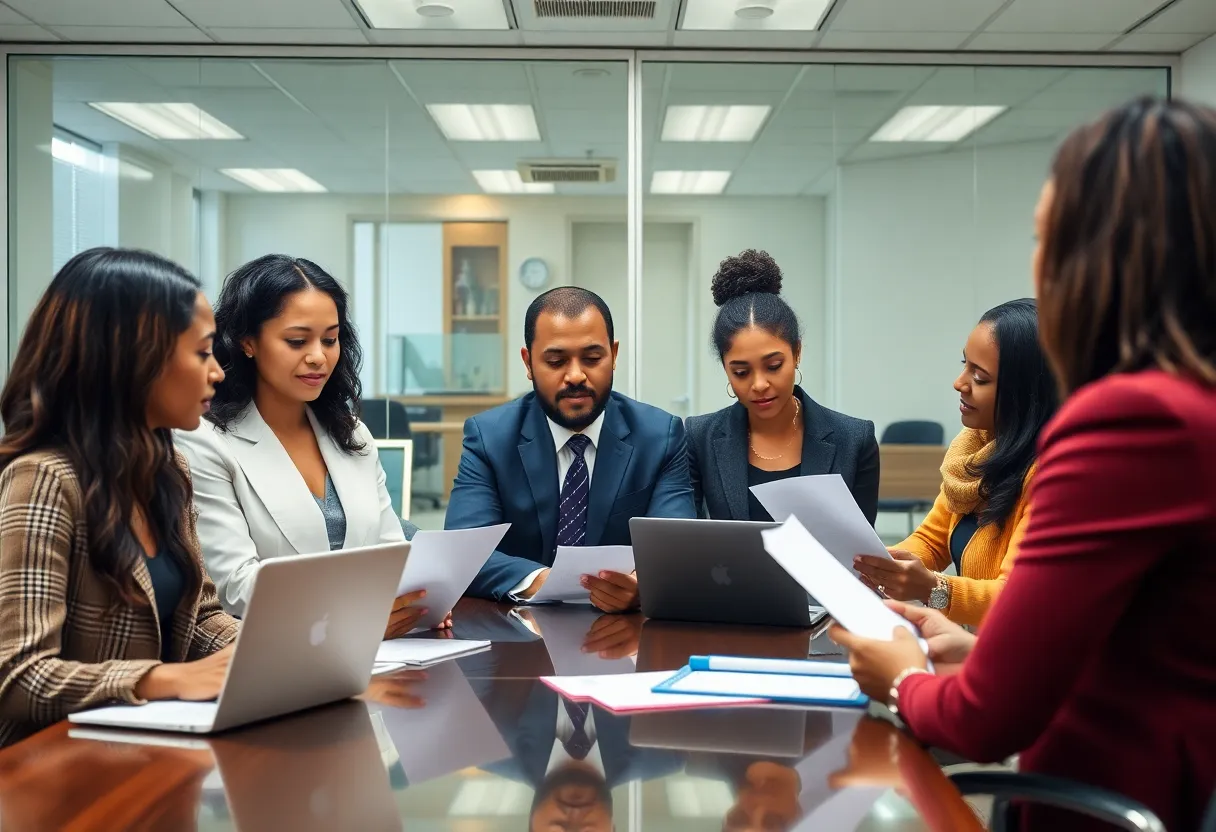 Diverse staff members at the Office for Civil Rights working on discrimination cases.