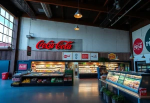 Exterior view of Olive My Pickle's new store in the historic Coca-Cola bottling facility.