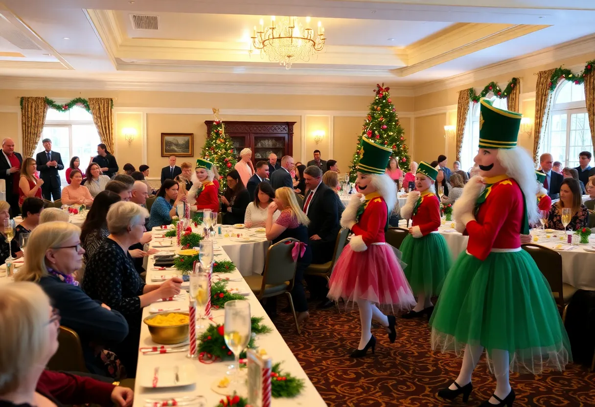 Attendees enjoying the holiday luncheon at Deerwood Country Club.