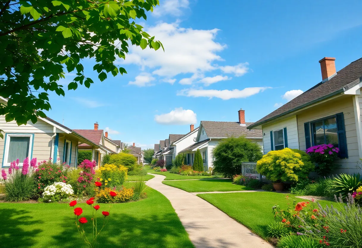 Quiet neighborhood in Jacksonville with houses and gardens
