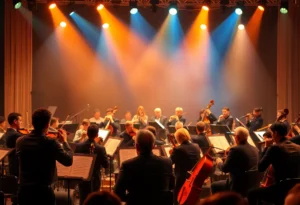 Pink Martini performing live on stage during a concert