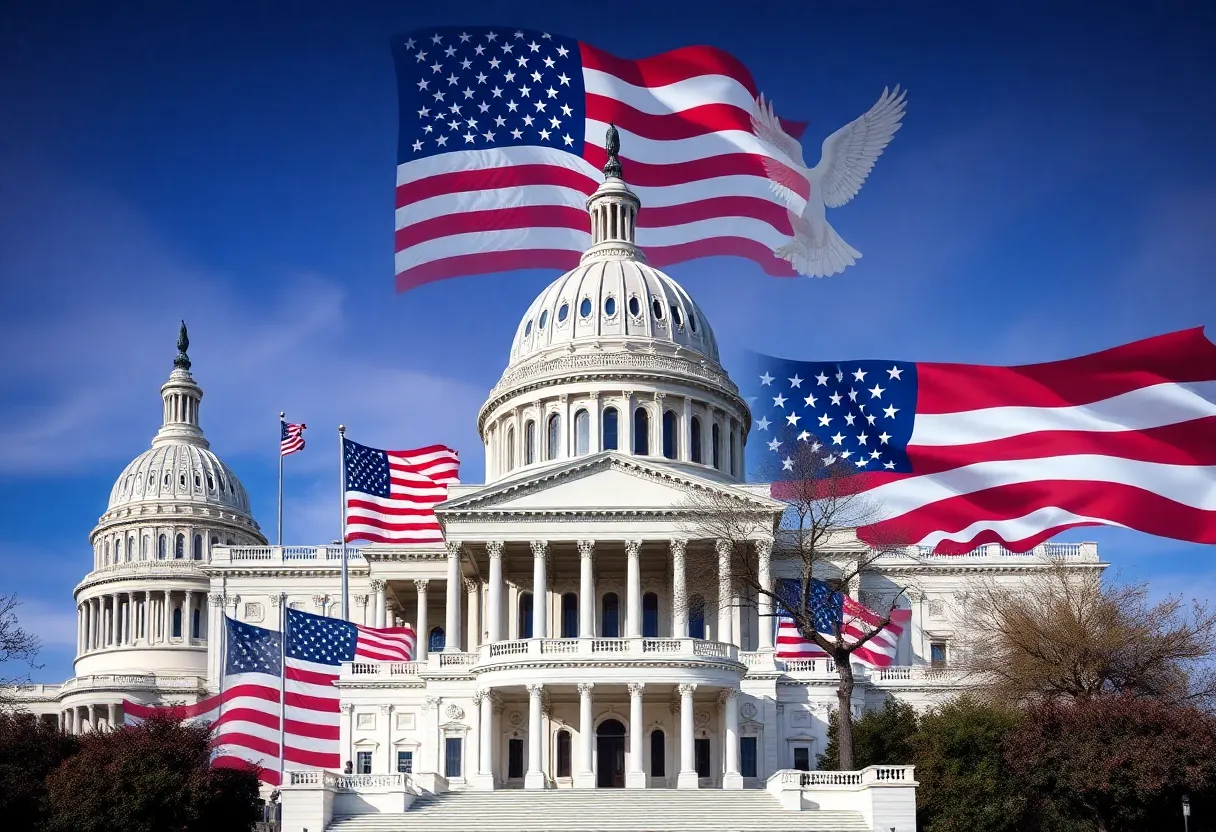 Collage representing political changes and congressional retirements.