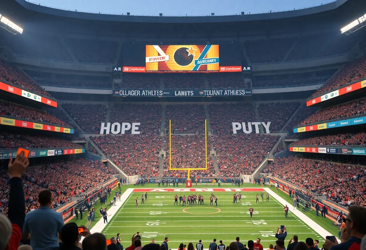 Fans at a college football game showing support for the SCORE Act