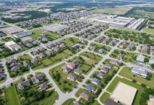 Aerial view of SilverLeaf community in Jacksonville