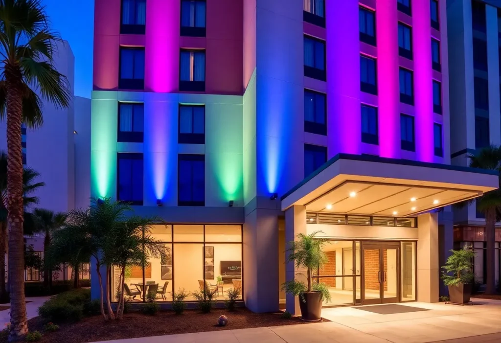 Exterior view of Sonesta Simply Suites hotel in Jacksonville