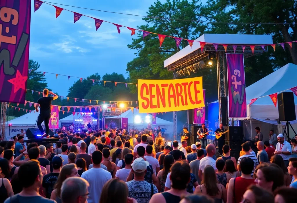 Crowd at the South Florida Folk Music Festival enjoying performances and local artists.