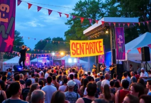 Crowd at the South Florida Folk Music Festival enjoying performances and local artists.