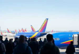 Southwest Airlines planes at an airport