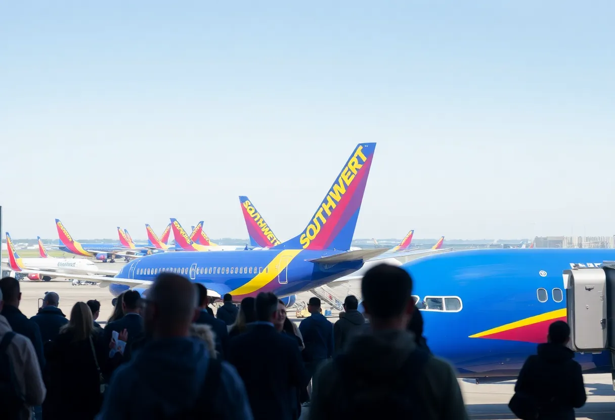 Southwest Airlines planes at an airport