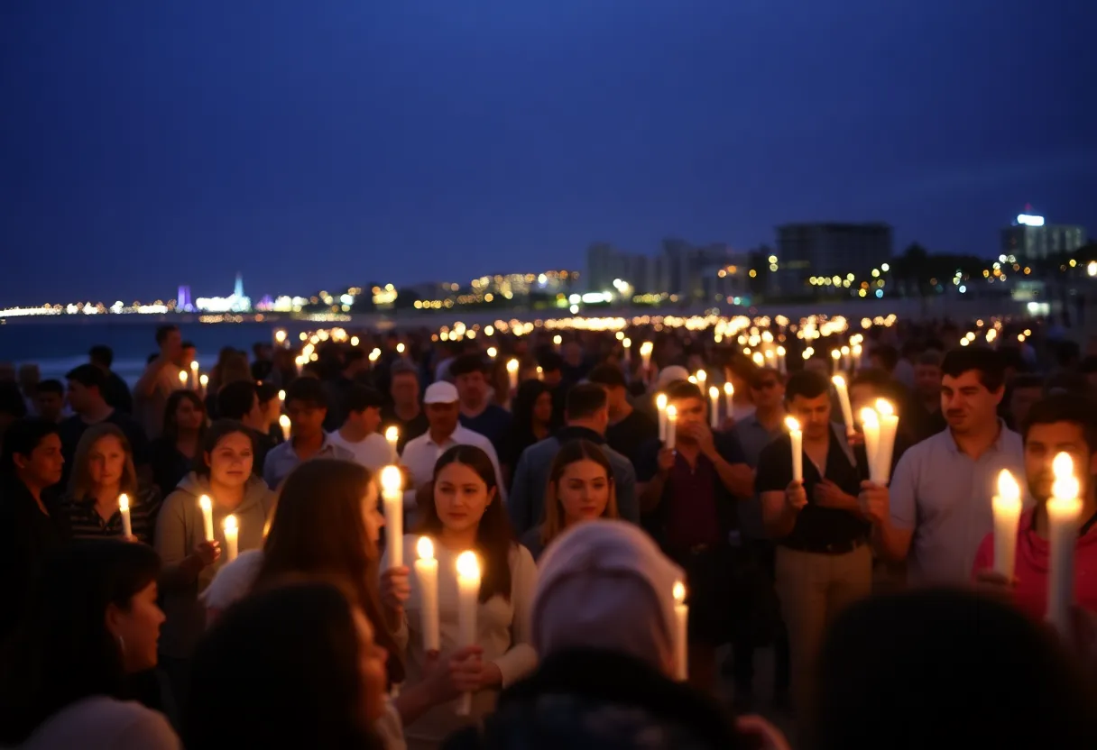 Crowd gathered for Hanukkah celebration at Bondi Beach