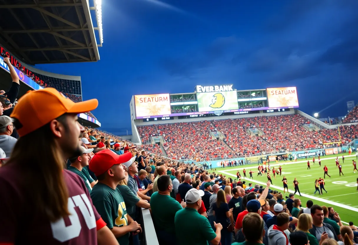 Fans at the TaxSlayer Gator Bowl enjoying the game