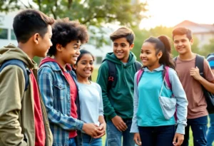 Group of teenagers engaging in healthy activities outdoors