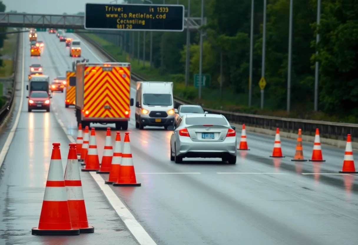 Traffic congestion on I-10 due to accident at US 301