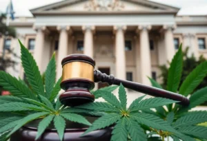 Symbolic representation of marijuana reclassification with a gavel