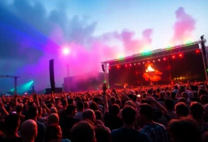 Crowd enjoying the Ultra Music Festival in a vibrant setting