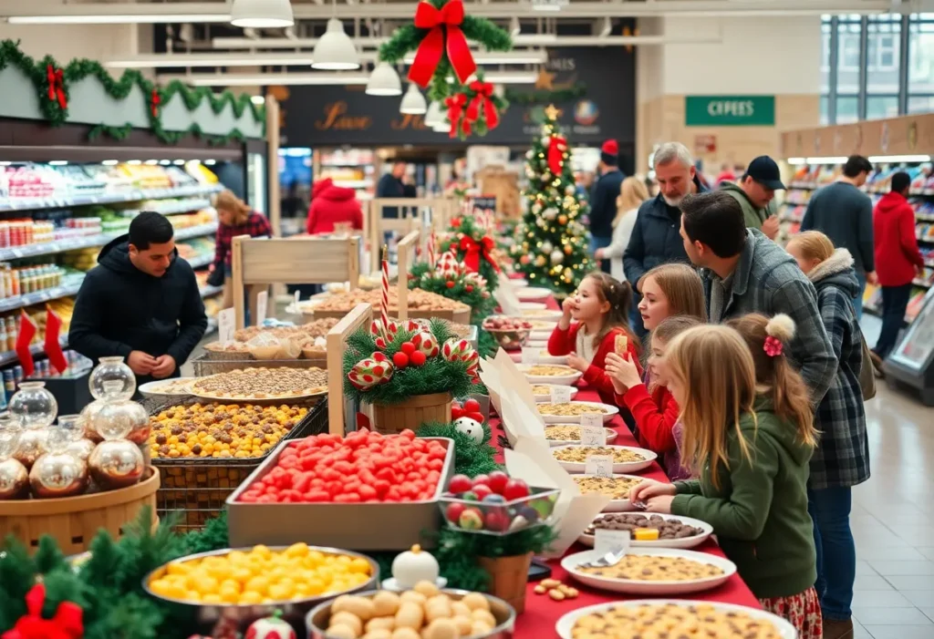 Families sampling festive food at Winn-Dixie's Taste of the Holidays event