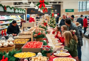 Families sampling festive food at Winn-Dixie's Taste of the Holidays event