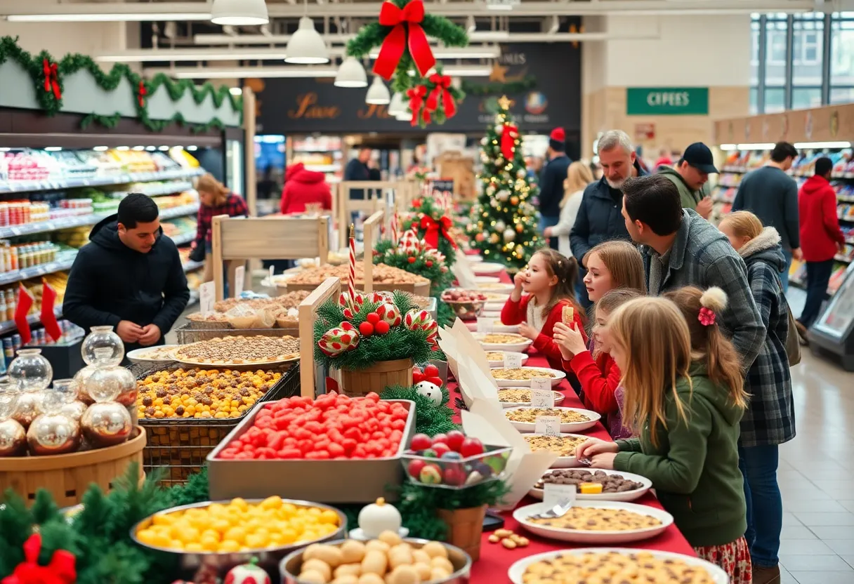 Families sampling festive food at Winn-Dixie's Taste of the Holidays event