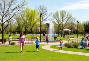 Families enjoying recreational activities in Albuquerque park