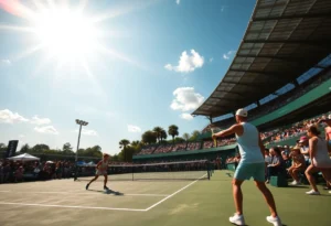 Tennis players competing in the Australian Open under intense heat