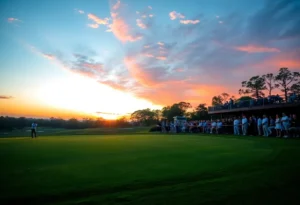 Golf course scene with spectators