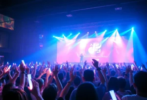 Fans celebrating at a BTS concert during a world tour.