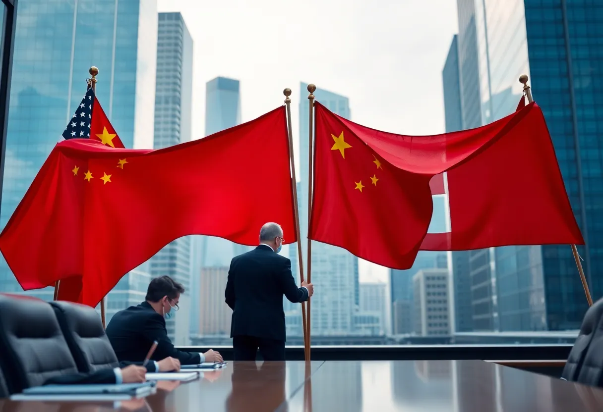 Business meeting discussing U.S.-China trade relations