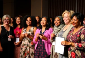 A group of women honored for their work in health and wellness at a local nonprofit event.