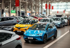 Electric vehicles representing the trade agreement between China and the EU