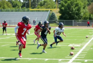 Cocoa High School football players practicing on the field