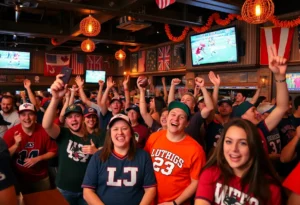 Fans celebrating the College Football Championship